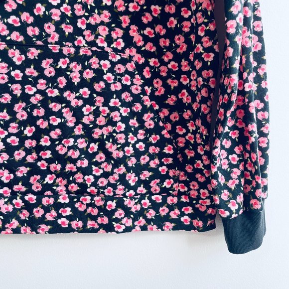 Sandy Liang S, M, L, 1X Pink Ditsy Floral Ruffle Hooded Hoodie Sweatshirt Top - Picture 6 of 11